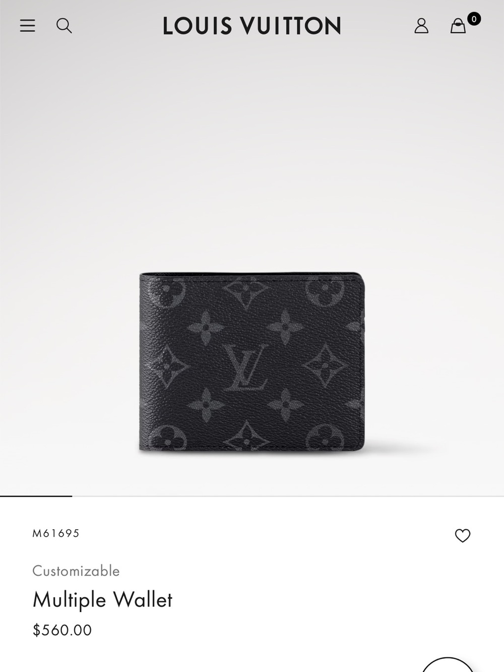 Louis Vuitton Men's Black Monogram Canvas Bifold Multiple Wallet - Picture 7 of 8